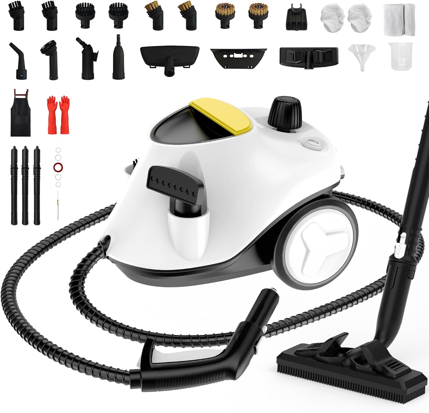 Steam Cleaner,Multipurpose Portable Canister Steamer,Portable Steam Cleaner with 27Accessories,3 Minutes Fast Heating,for Floors,Windows,Mirrors,kitchens,Glass,Grout and Cars (White)