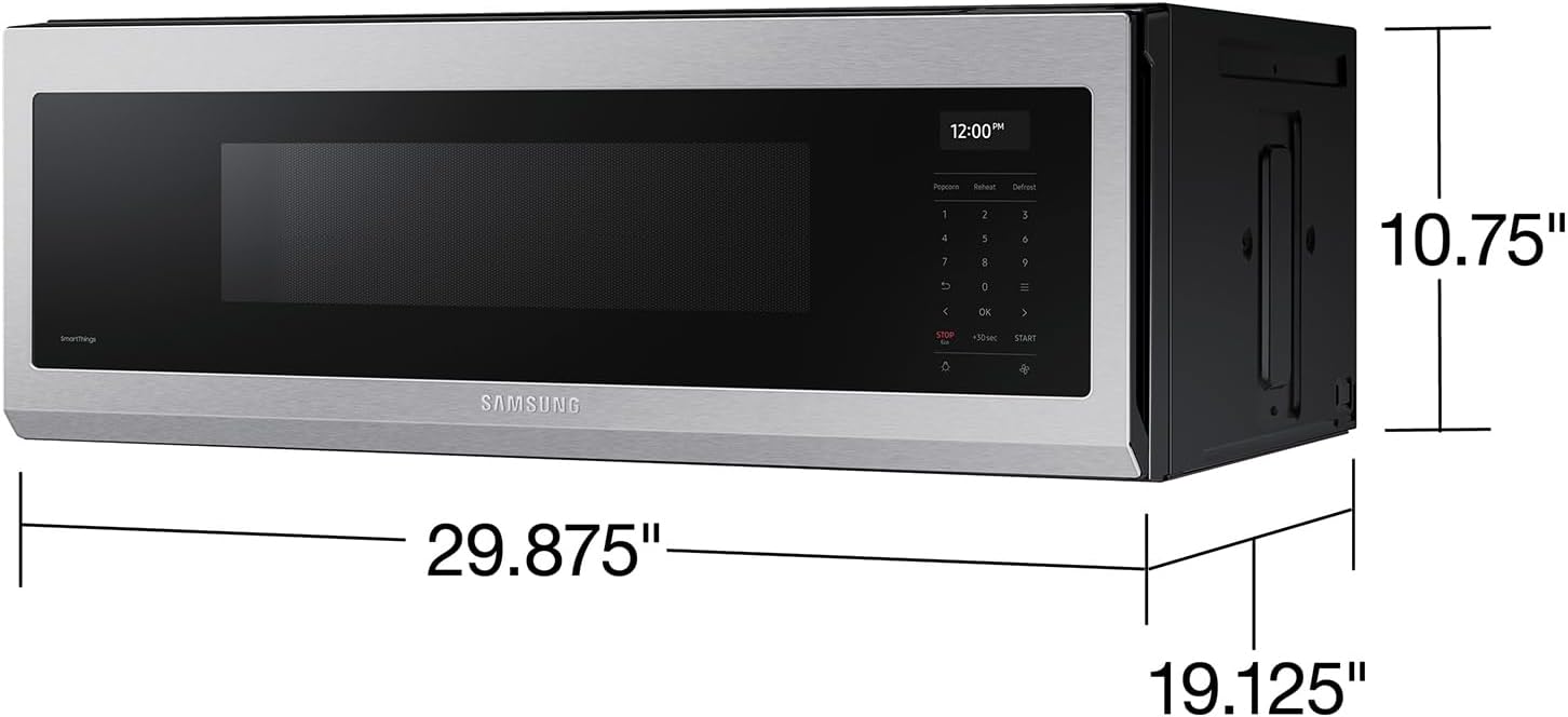 SAMSUNG 1.1 Cu Ft Smart SLIM Over the Range Microwave Oven w/ 550 CFM Hood Vent, Wi-Fi, Voice Control, LED Light Bar, Sensor Cook, 1100 Watt, ME11A7710DS/AA, Fingerprint Resistant Stainless Steel