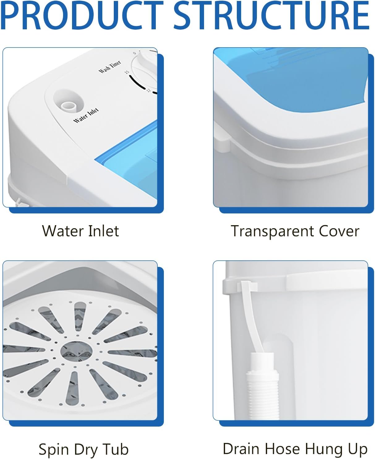 Portable Washer and Dryer Combo Set, 32 lbs Portable Clothes Dryers, 5 Drying Modes, 18 lbs Fully Automatic Washing Machine, Compact Washer and Dryer for Apartment, RV, Dorm