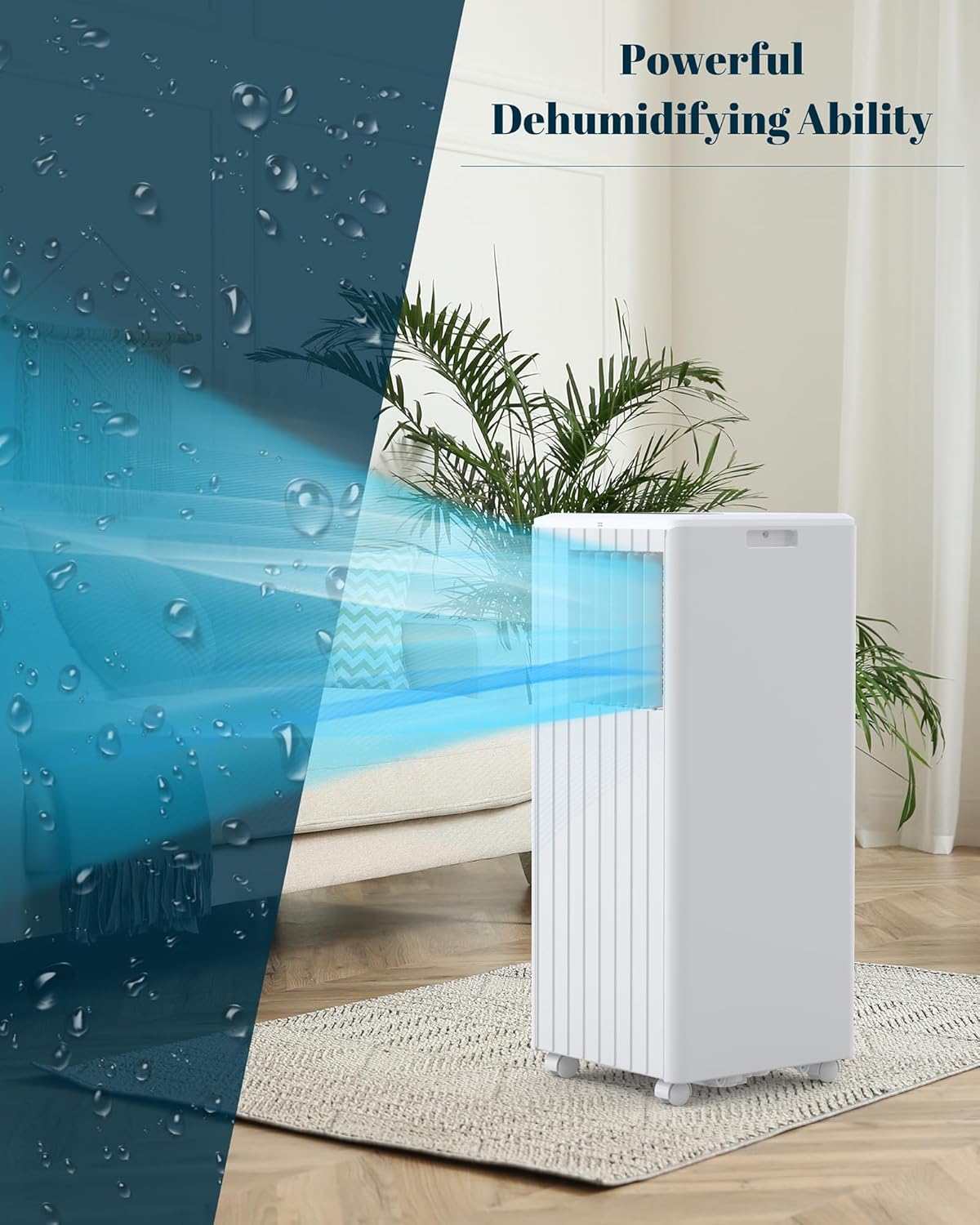 8,000 BTU Portable Air Conditioner for Bedroom up to 350 Sq.Ft - Drainage-Free 3 in-1 AC Unit w/Cool, Dehumidifier & Fan, Ultra-Quiet Sleep Mode & 24H Timer, Remote Control, Window Kits