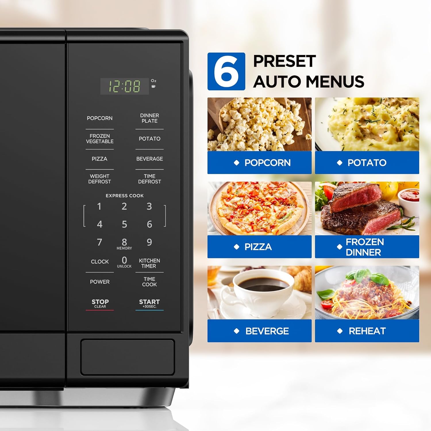 1.1 Cu. ft Countertop Microwave Oven - 1000 Watts with 10 Power Levels & One-Touch Cooking