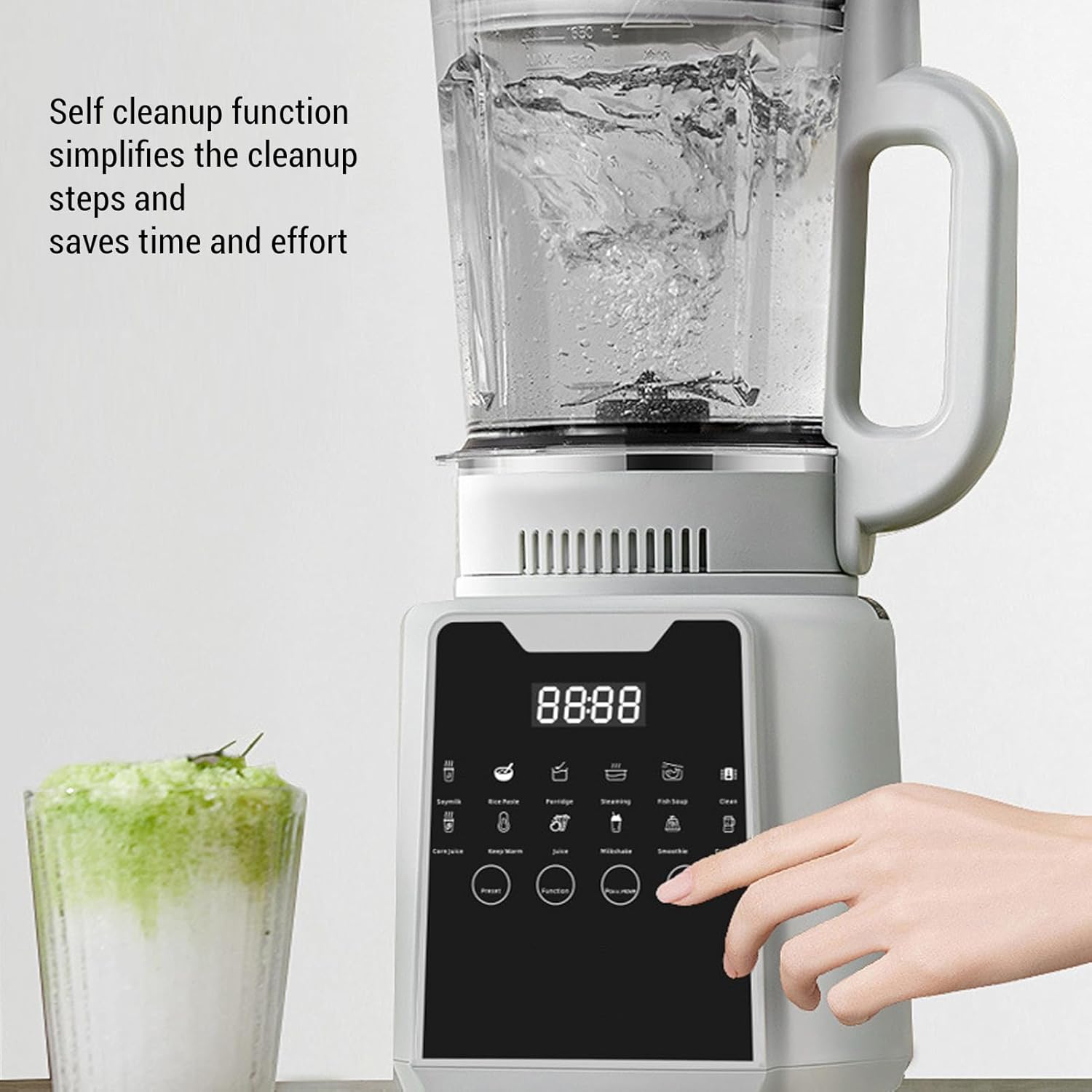 POCREATION Soy Milk Blender, Multifunctional Nut Milk Maker Machine with 24H Timer Keep Warm, 1200W 1650ml Capacity for Family Meals, ABS SUS, White (US Plug 110V)