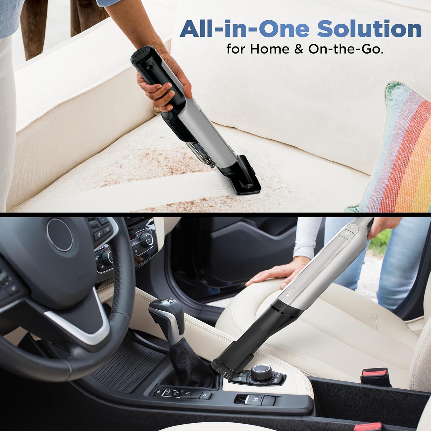 Shark WANDVAC Power PET Cordless Hand Vac, Ultra-Lightweight & Portable with Powerful Suction & Boost Mode, New FurFins Tool & Duster Crevice Tool, Designed for Car & Pet Homes, White, WV410WH