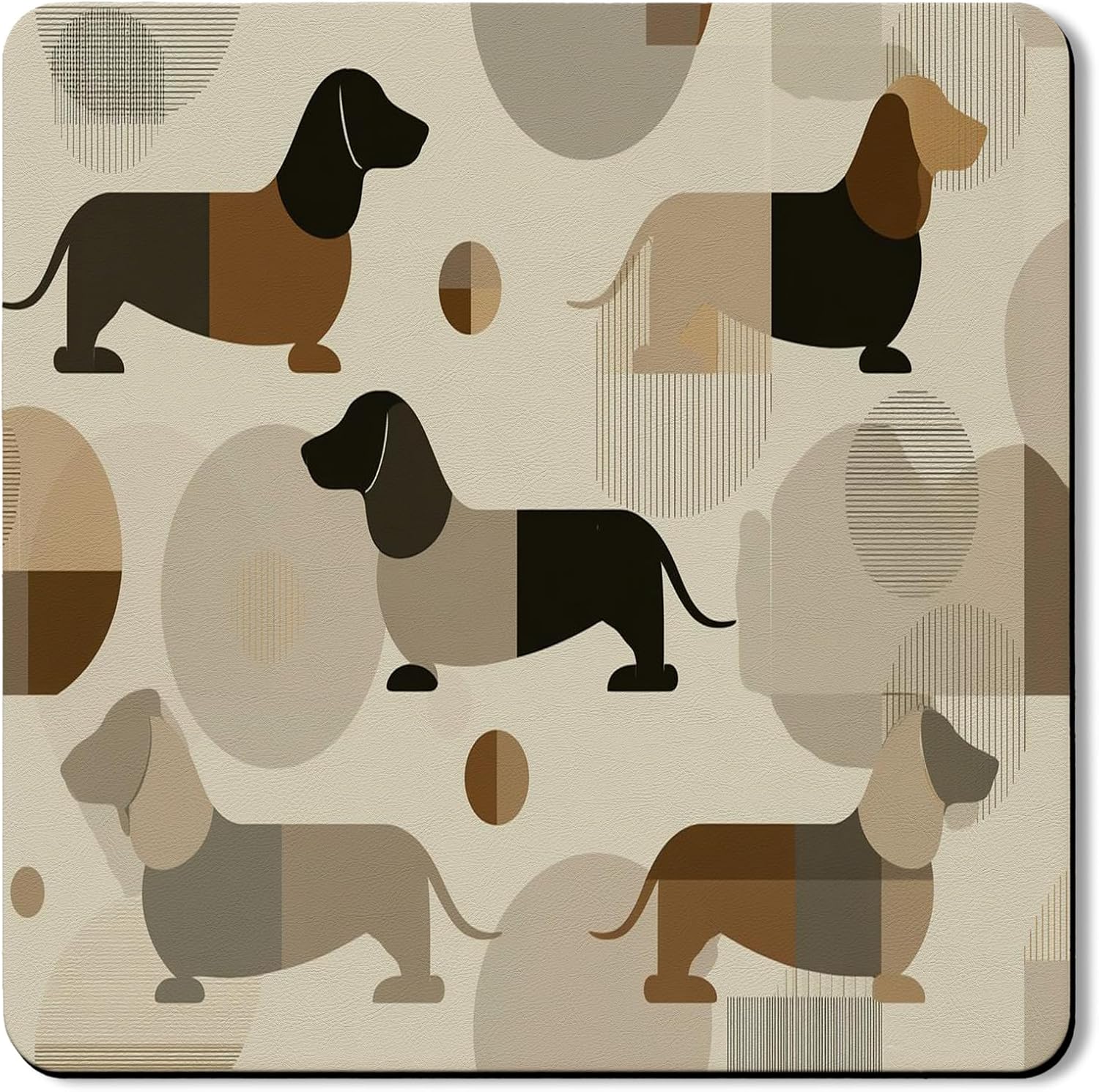 Dachshund Washer Dryer Top Protector Mat, Retro Geometric Dog Print Laundry Machine Dust Top Covers, Modern Rubber Anti-slip Waterproof Washer And Dryer Mats for Laundry Room 24x24 Inch