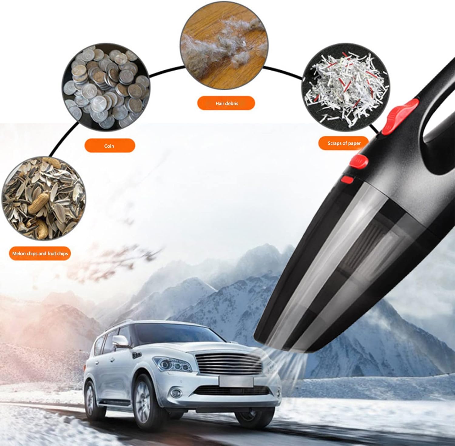 Car Vacuum Cleaner - Portable, High Power, Mini Handheld Vacuum W/ 3 Attachments, 12v, Small Auto Accessories Kit for Interior Detailing