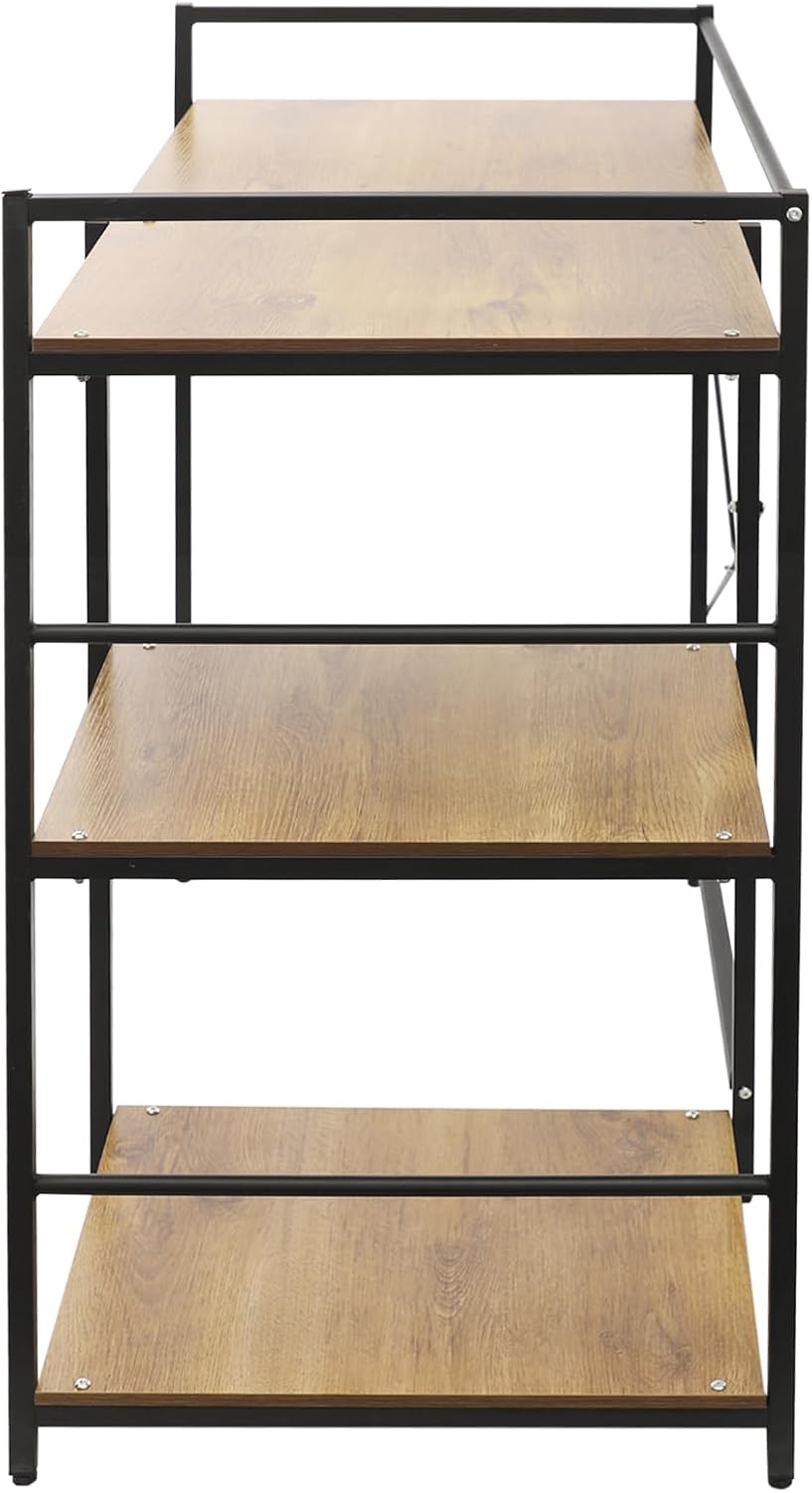 3-Tier Washing Machine Shelf, Laundry Storage Rack Organizer for Detergent & Supplies, Heavy Duty Iron & Wood Utility Shelf with 12mm Board, Fits 25.6