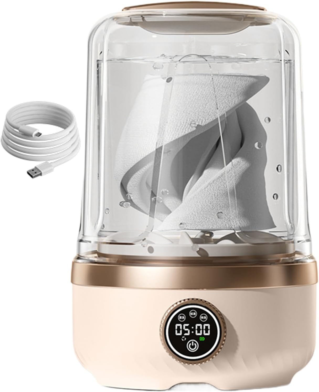 3 Gear Rechargeable Clothing Washer, 2L Rechargeable Panty Washing Machine, Small Portable Socks Cleaner, High Frequency Vibration Agitation, Laundry Appliances, Compact Travel Gear