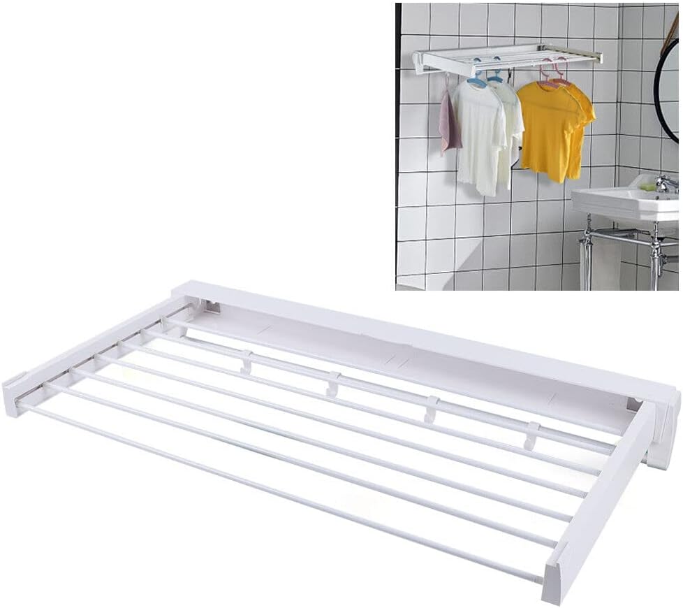 Xuthusman Wall-Mount Clothes Storage Drying Rack Retractable Dryer Hanger for Bathroom,Balcony,Closet and Laundry Room White