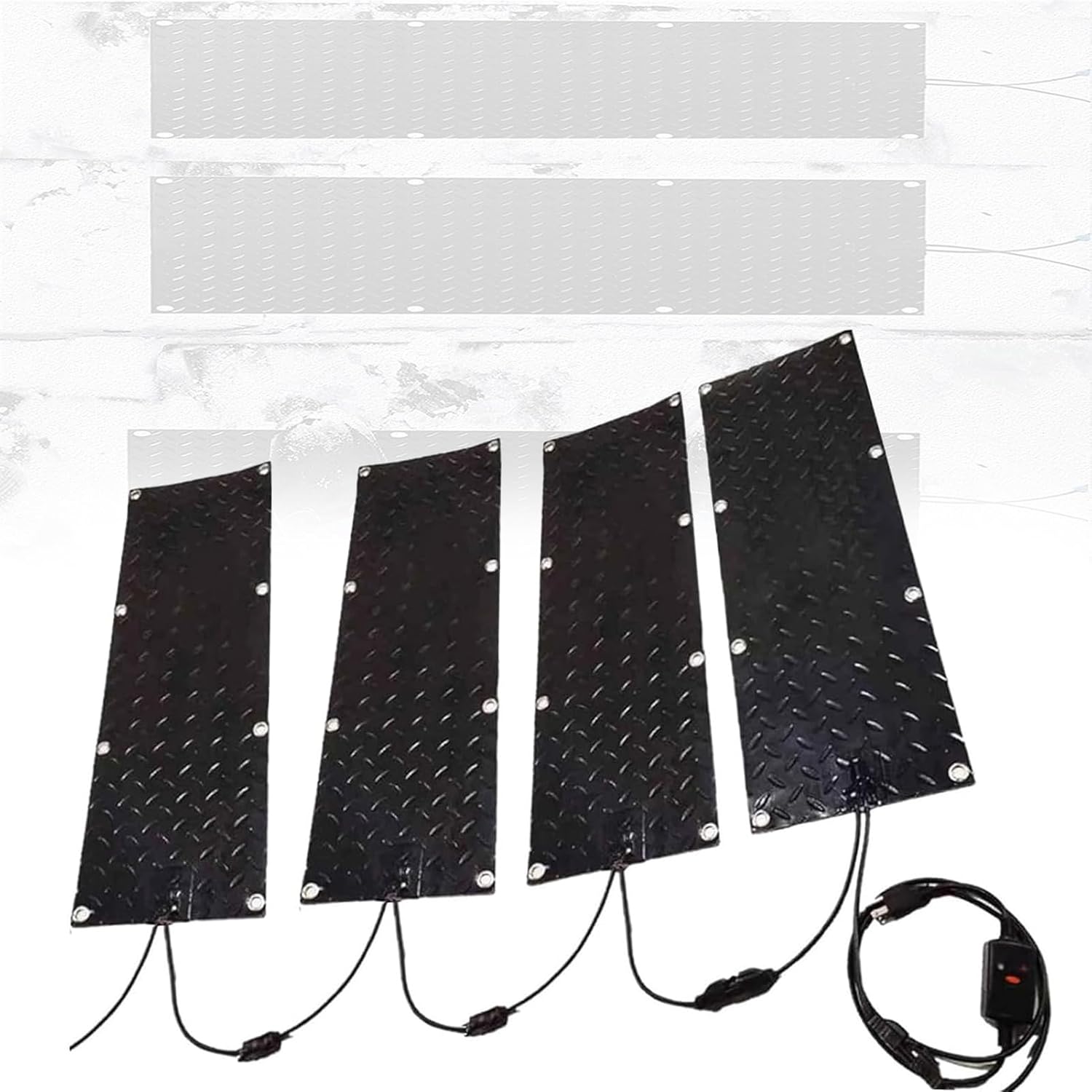 Heated Snow Melting Mats for Entrances, No-Slip Heating Stair Mats with 5ft Power Cord, Outdoor Mats for Winter Snow Removal, 4 Pieces-10 * 48in/25.4 * 121.9cm