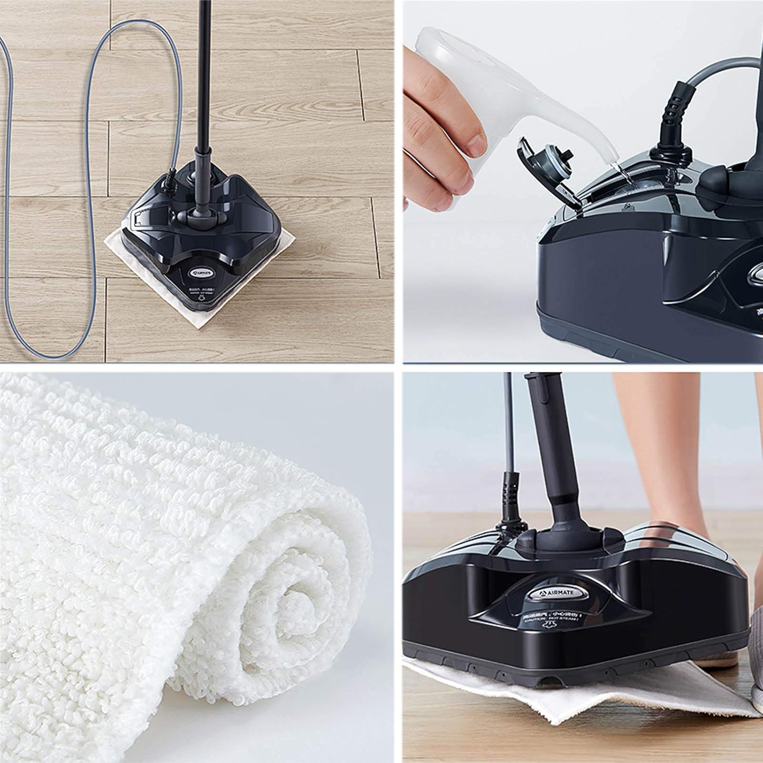 Electric Steam Mop High Temperature Cleaner Washer and Polisher Carpet Floor 1200W Electric Mop Hard Floor Steam Cleaner for All Floors White (White)