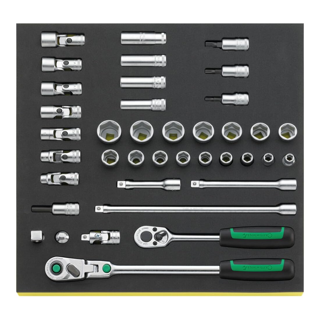 Stahlwille 96830602 39-Piece Hex Socket Set in Tool Control System Inlays, 3/8