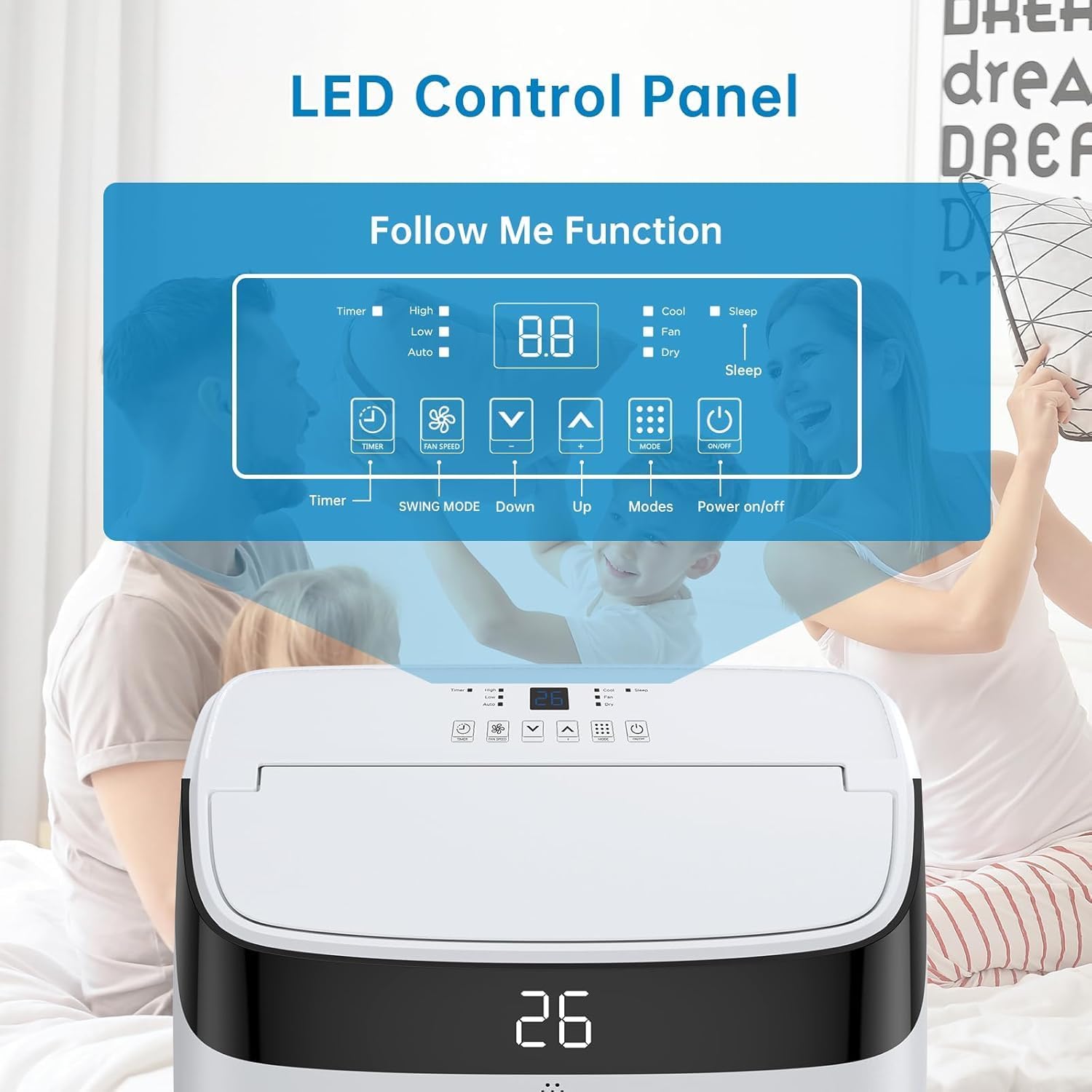 Portable Air Conditioner 12,000 BTU (Covers 350 Sq.Ft) - 3-in-1 AC/Dehumidifier/Fan with Remote Control - Easy-Mount Window Kit for Quick Installation