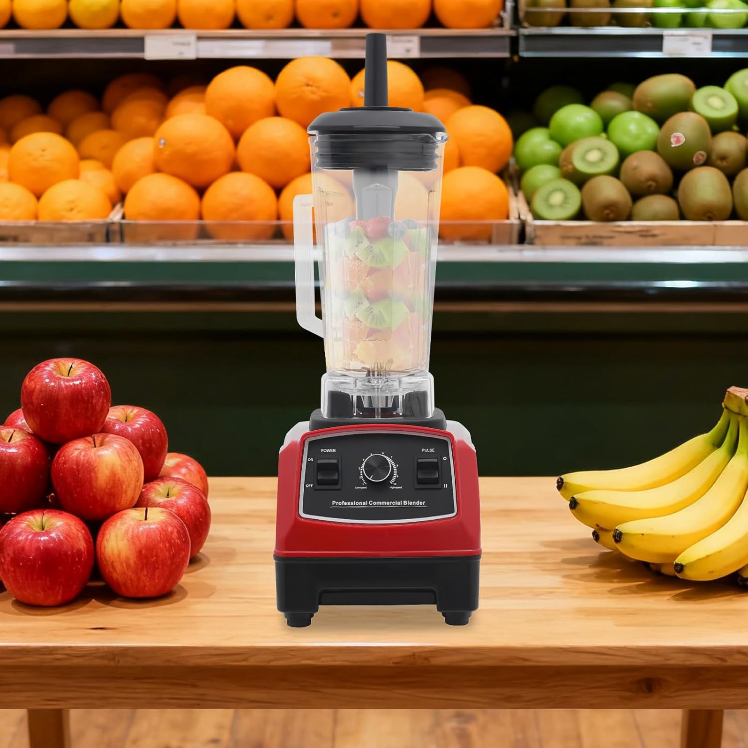 2200W Professional Countertop Blender, High Speed Commercial Smoothie Blender for Shakes, 68oz Heavy Duty Countertop Blender with 6 Blades, Ice Crusher & Pulse Control (Red)