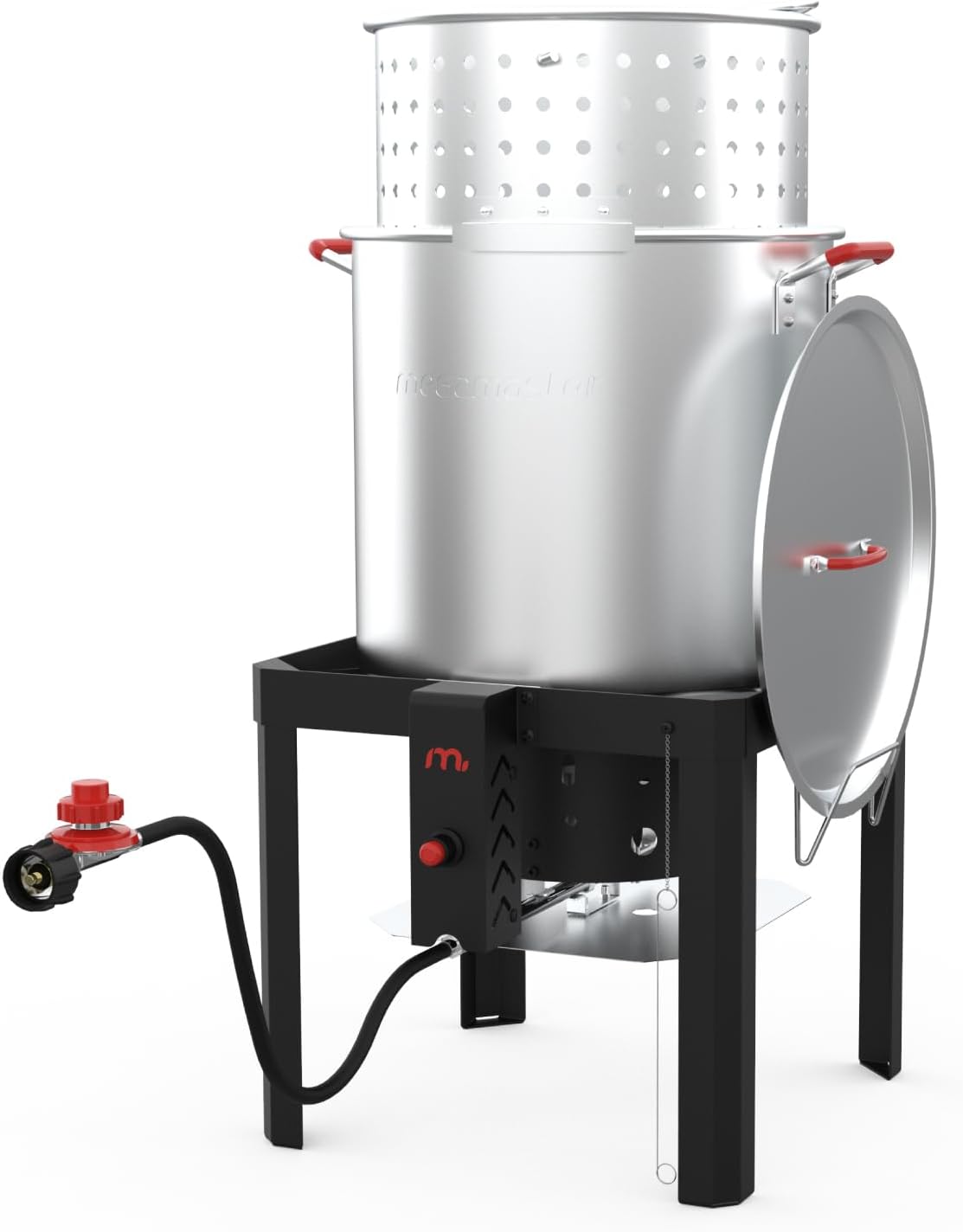 Megamaster 60 QT Seafood Boil Kit, Aluminum Turkey Fryer Pot with Basket and 110000 BTU Stainless Steel Jet Burner, Turkey Deep Fryer with 10 PSI Regulator for Outdoor Cooking - 840-45010