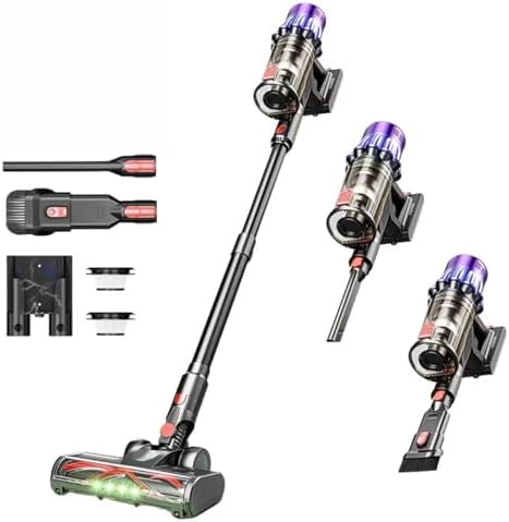 Cordless Stick Vacuum Cleaner 40kPa Suction 40min Runtime Touch Screen Wall Mountable Charging Stand for Home Use