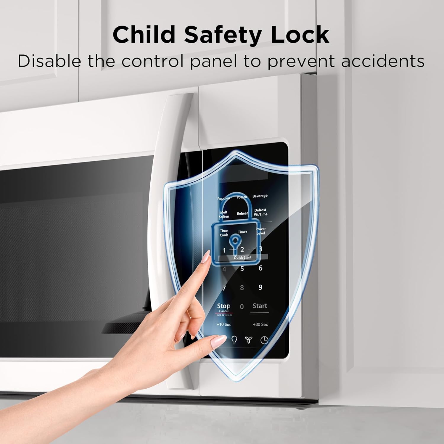 BLACK+DECKER Over the Range Microwave Oven with Vent and One-Touch Auto Cooking, 1.7 cu. ft. OTR Over Stove Microwave, White, 1000 Watts, EM044K6CF-WH