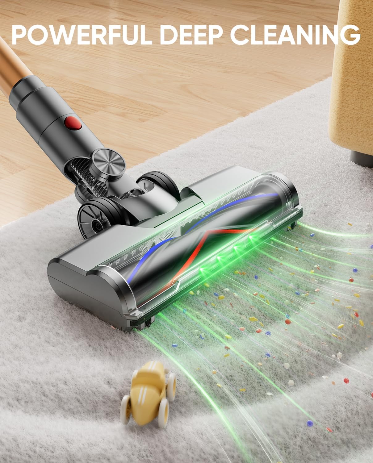 Cordless Vacuum Cleaner, 600W/50KPA/65Mins Vacuum Cleaners for Home, Super 1.8L Cup& Large LED Screen Stick Vacuum Anti-Tangle, Lightweight Cordless Vacuum with Charging Dock for Pet Hair/Carpet/Floor