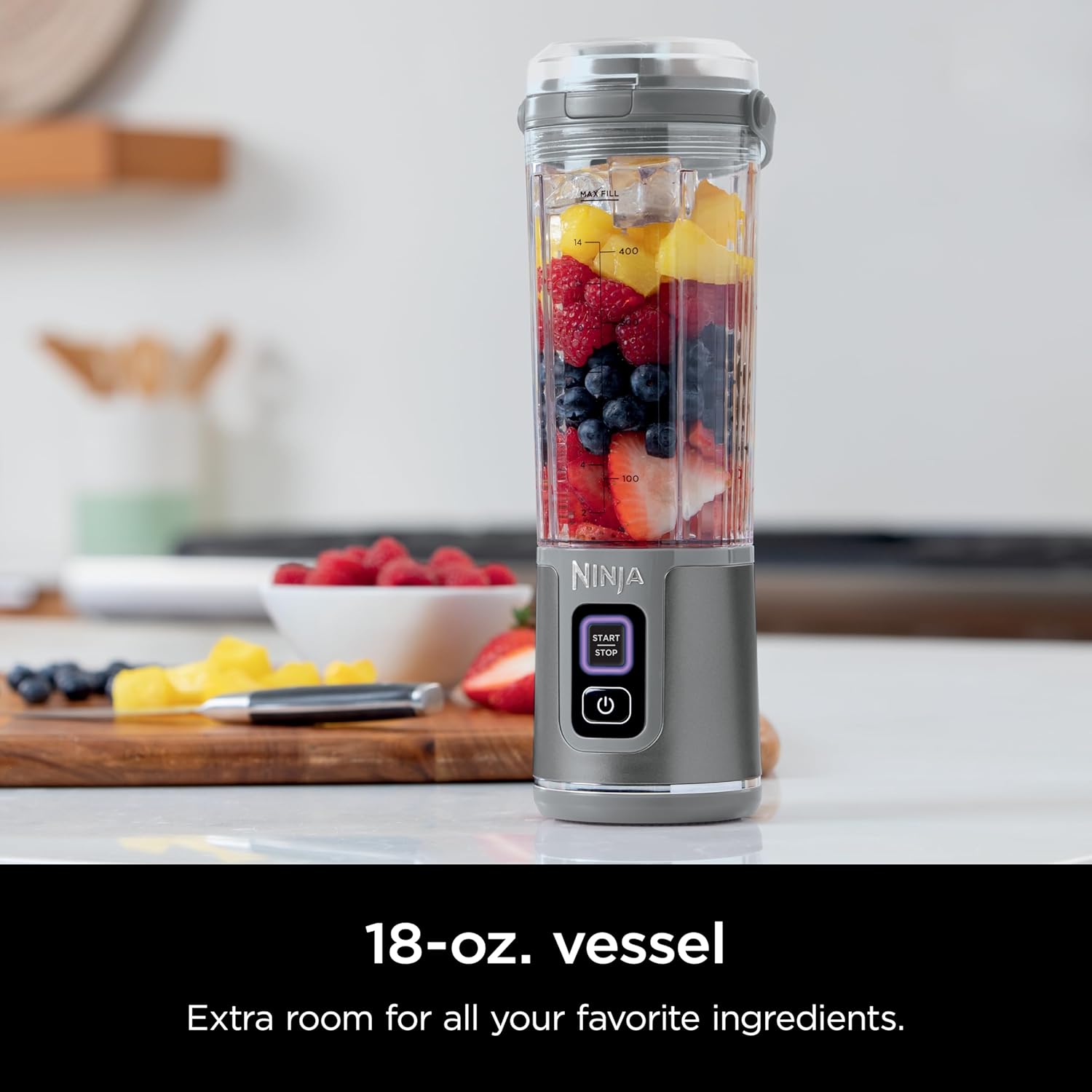 Ninja Blast Portable Blender & Accessories, Cordless, 18oz. Vessel, Personal Blender for Shakes & Smoothies, Leakproof Lid & Sip Spout, USB-C Cord, Dishwasher Safe Parts, BPA Free, Grey, CL155AGY