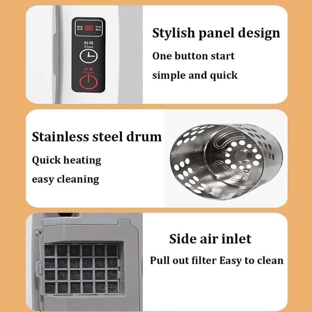 Portable Electric Clothes Dryer Small Wall Mounted Drum Drying Machine, Mini Electric Portable Clothes Dryer, Front Load Compact Tumble Laundry Dryer(D)