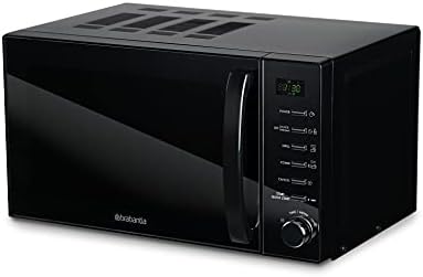 BBEK1145DG Brabantia Microwave with Grill Function, 20 Liters, Free Standing, 13 Automatic Programs, 6 Power Levels, Digital Timer, Large Capacity, 700 W, Black, BBEK1145DG