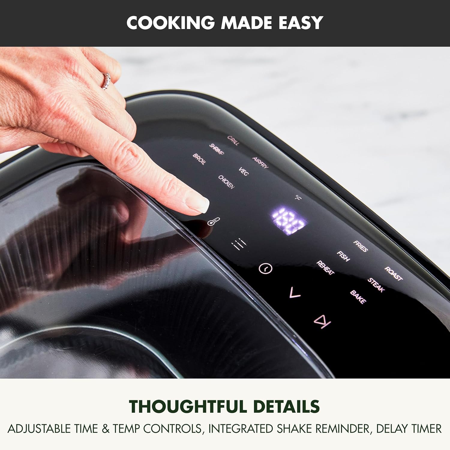 GreenPan Cyclone 7QT 12-in-1 Air Fryer, XL Easy View Window, 400 °F in 4 Seconds, Digital Touch Screen Presets, Ceramic Nonstick PFAS-Free Basket, Shake Reminder, Adjustable Temp & Time Control