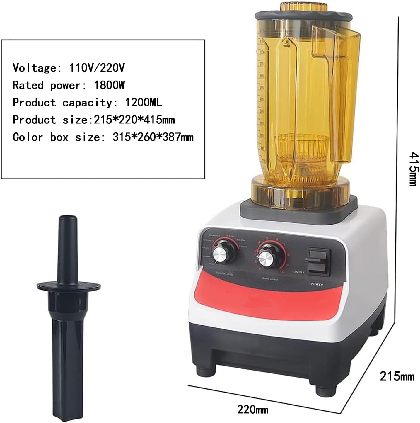 Commercial Fruit Blender, 1800W Milkshake Smoothie Machine with 4 Mixing Cups, 1200ml 10-Speed ​​Adjustable Food Blender for Milk Tea Shop, Coffee Shop, Beverage Shop, Restaurant