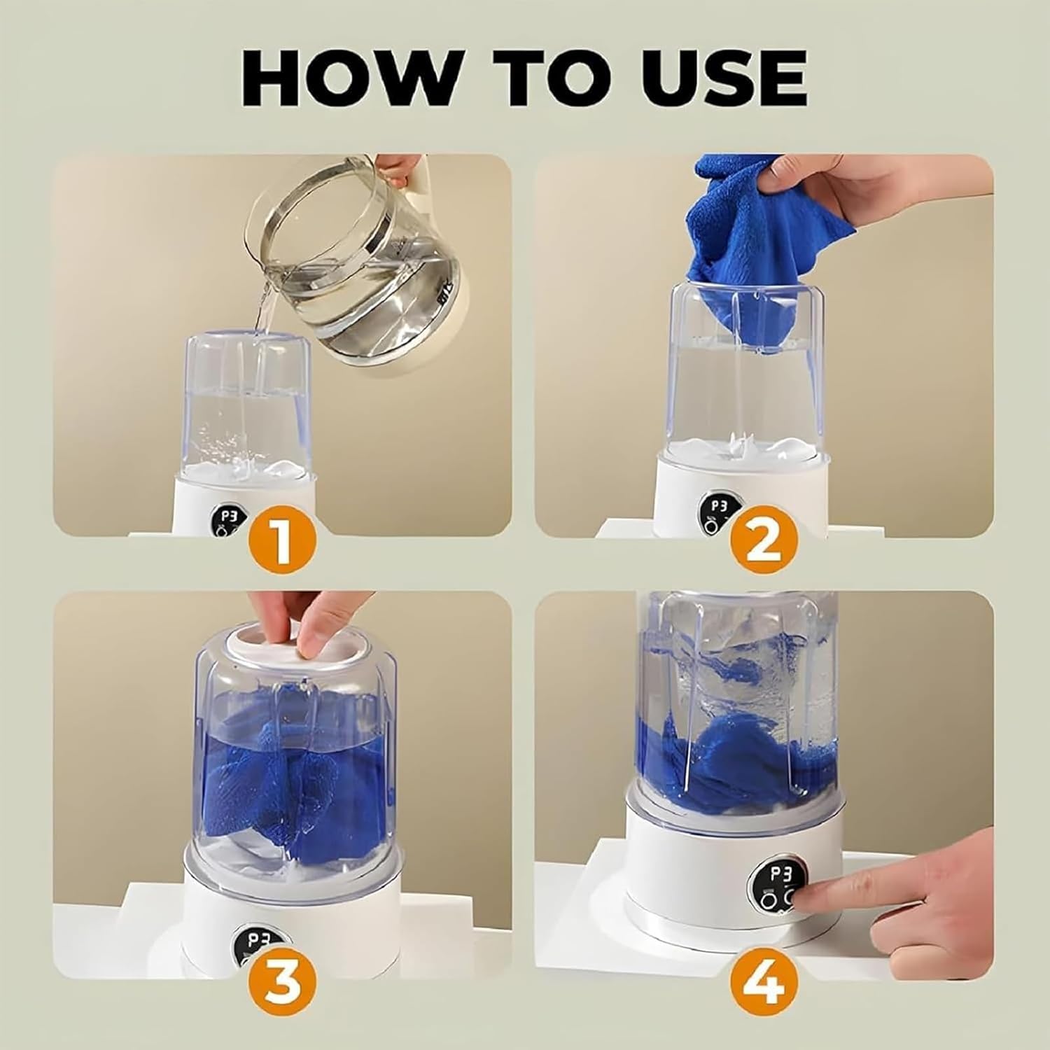 2026 Upgraded Smart Laundry Cup, Portable Washing Cup, Portable Rechargeable Mini Washing Machine, with LCD Display, for Bra Socks & Baby Clothes (Purple)