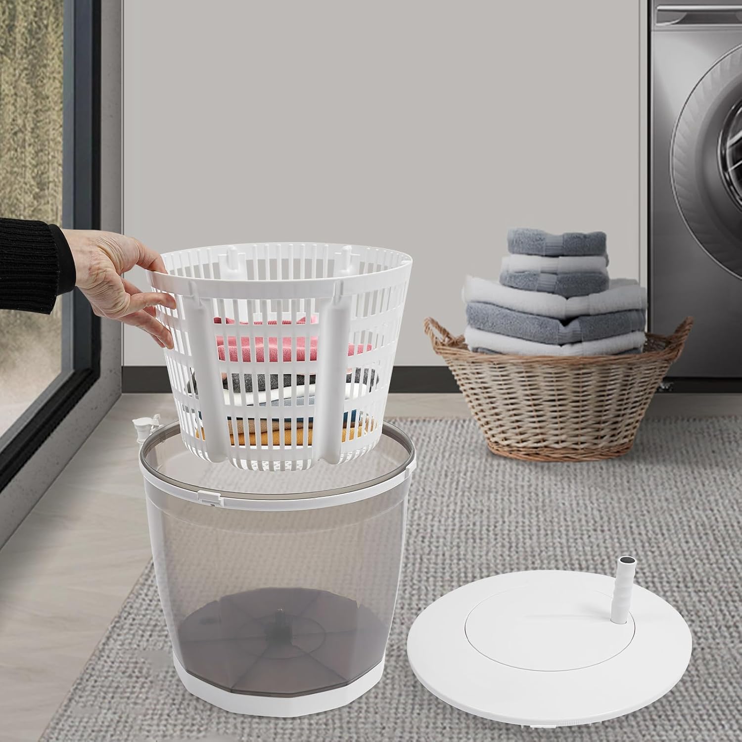 Portable Manual Washer & Dryer Machine, 2 in 1 Non-Electric Washing Machine, 2kg Washing Capacity, Mini Traveling Outdoor Washer for Apartments, Camping,Travel, Indoors or Outdoors