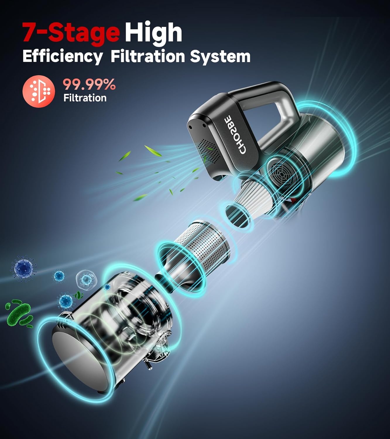 Cordless Vacuum Cleaner, 500W/40Kpa Stick Vacuum with 45Mins Runtime, Self-Standing Vacuum Cleaners for Home, Anti-Tangle, 1.5L Dust Cup, Rechargeable Vacuum for Hardwood Floor Carpet Pet Hair