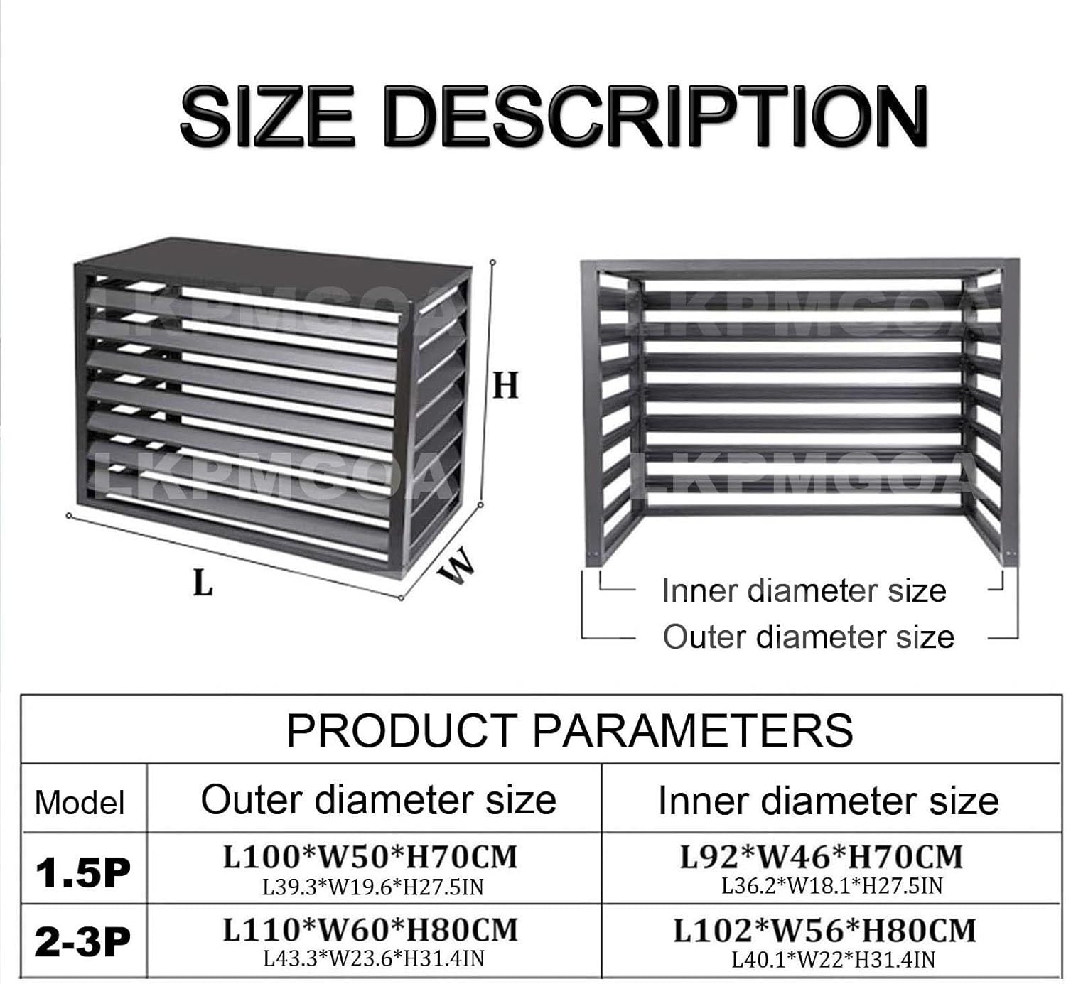 Air Conditioner Cover for Outside Unit, Aluminum Air Conditioner Cover, for Outdoor Privacy, Noise Reduction, Theft Prevention(Brown,110cm)