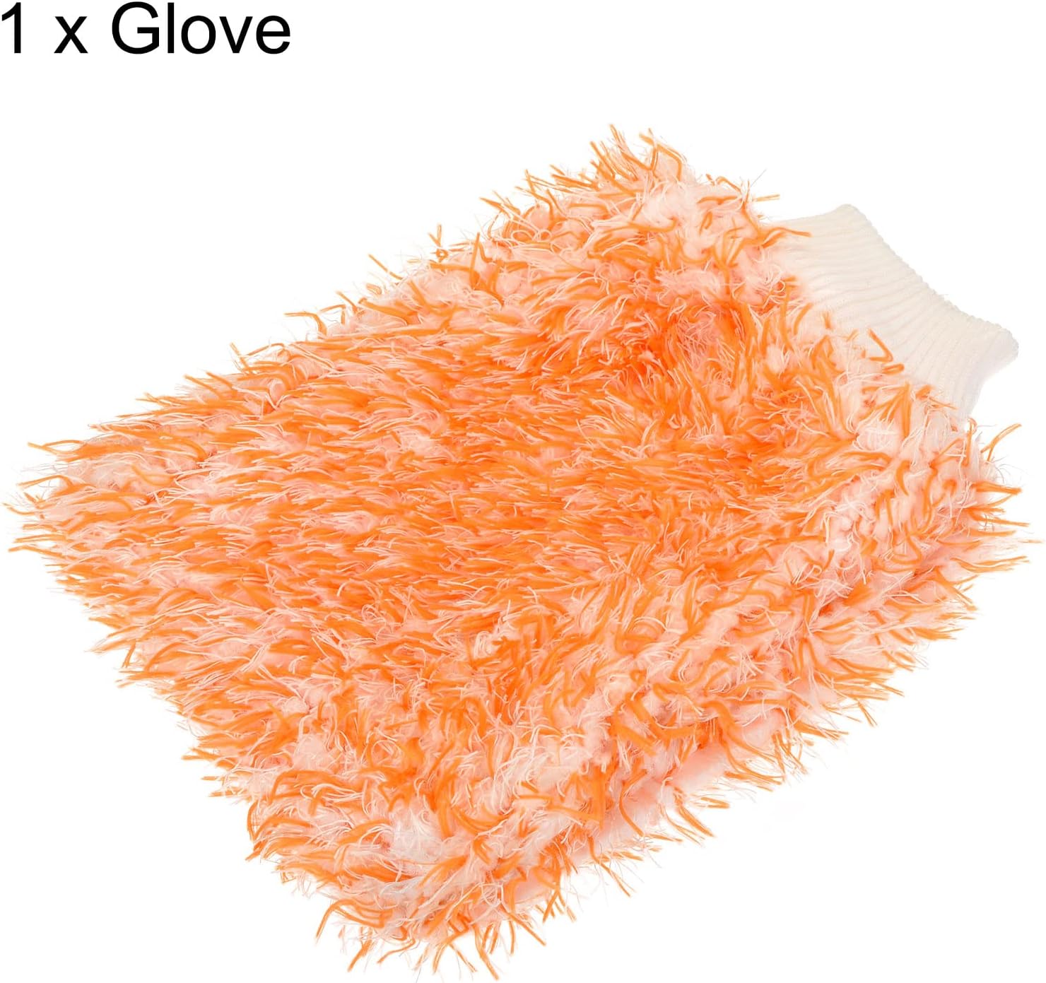 MECCANIXITY Microfiber Wash Mitt Blend Washable Scratch Free Dusting Gloves for House Cleaning, Orange White