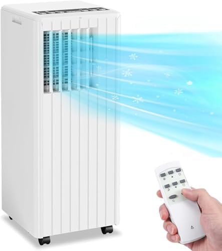 3-In-1 Portable Air Conditioner, 8000 BTU AC Unit Cools Rooms Up to 350 Sq.Ft, Air Cooler & Dehumidifier with Remote, Ultra Quiet Operation, LED Display for Bedroom, Office