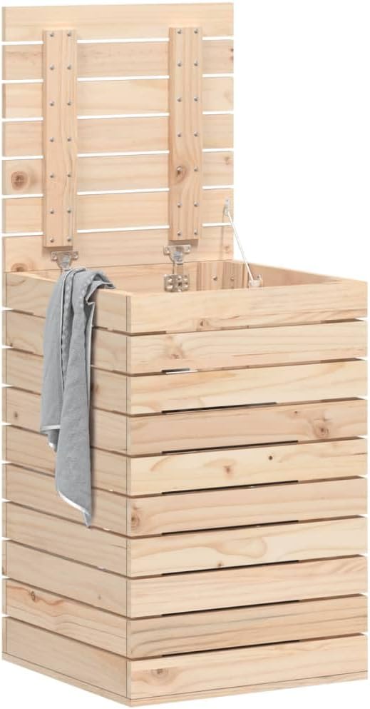 Solid Wood Laundry Basket, Wooden Laundry Hamper, Wood Clothes Laundry Basket, 17.3