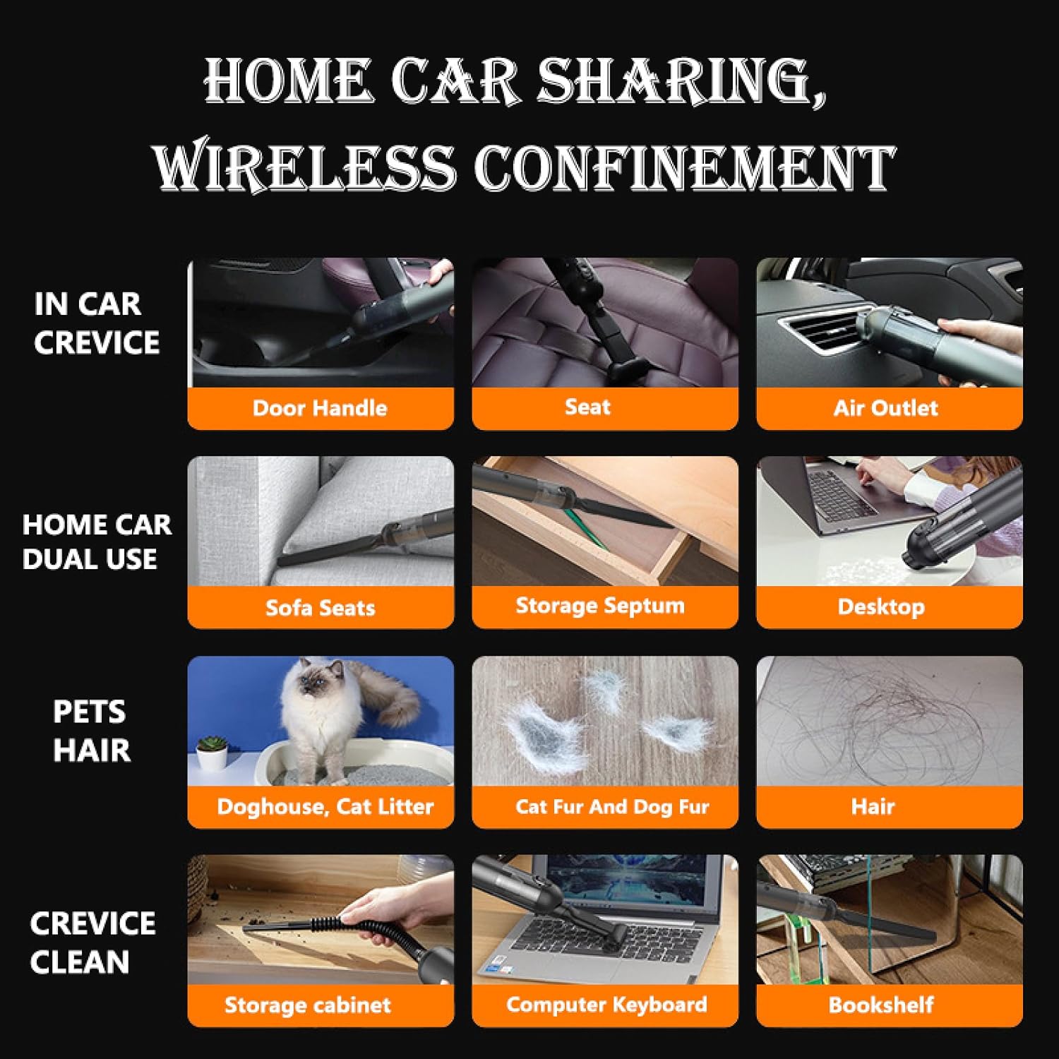 APLUSH Mini Handheld Vacuum Cordless,Car Vacuum Cordless Rechargeable with 65Db Ultra Low Noise,Portable Hand Held Vacuum for Dust, Sand, Crumbs,Home Small Dust Buster,Black