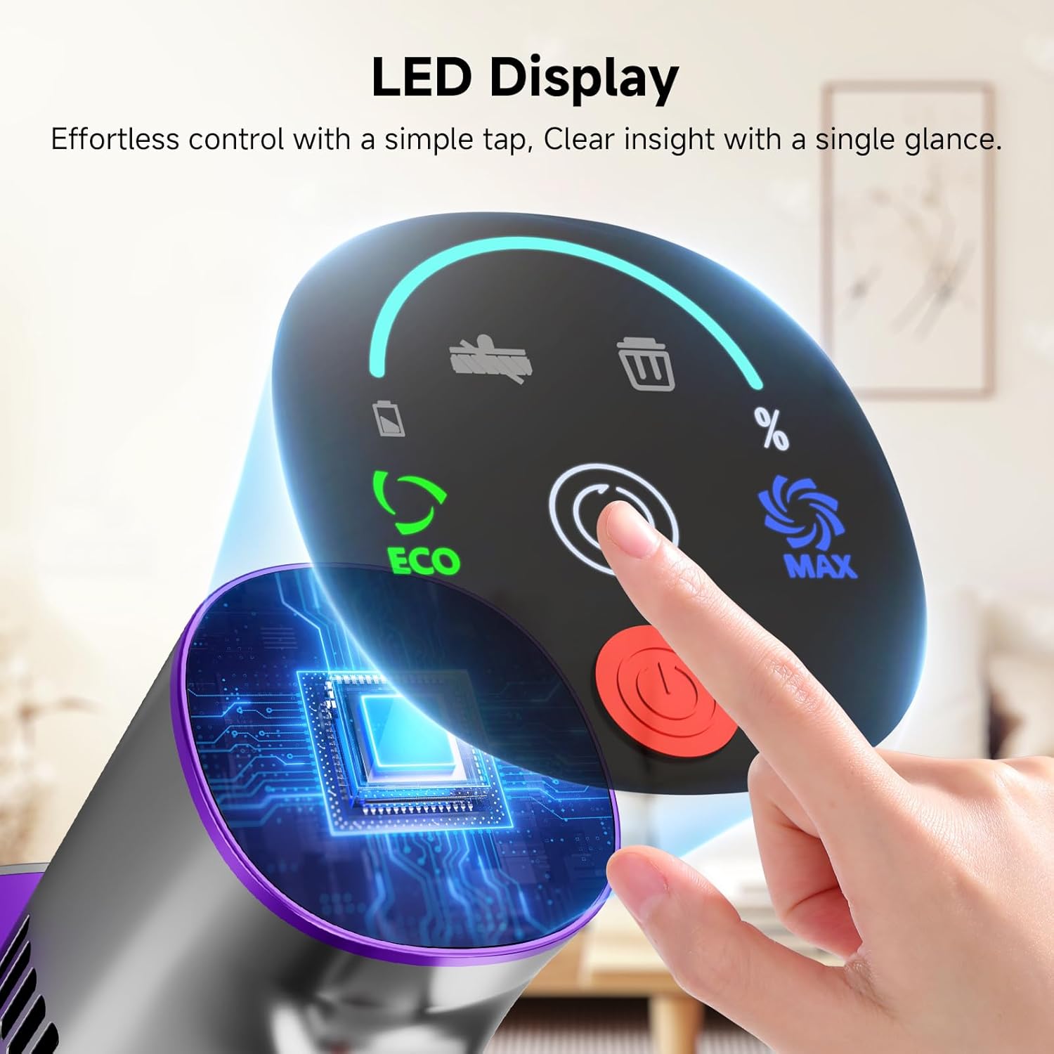 Cordless Stick Vacuum Cleaner, 38Kpa Powerful Suction Vacuum Cleaner with LED Headlight, Detachable Battery, 8-in-1 Lightweight Handheld Vacuums for Pet Hair Carpet and Hardwood Floor, Purple