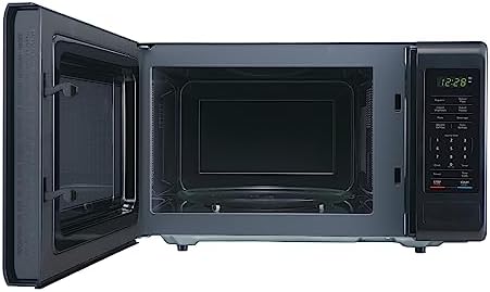 Magic Chef 0.9 Cubic Feet 900 Watt Stainless Countertop Microwave Oven for Compact Spaces with 6 Pre Programmed Cooking Modes, Black