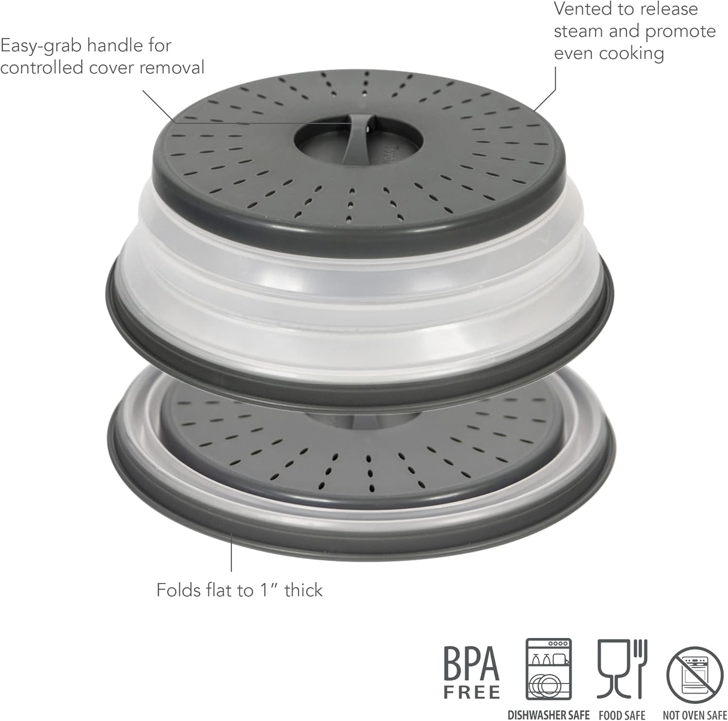 Panasonic NN-SV79MS 1.4 cu.ft Smart Inverter Works with Alexa Countertop Microwave Oven 1200Watt Power with Genius Sensor Cooking, Stainless Steel and Tovolo Vented Collapsible Medium Microwave Cover (Charcoal)