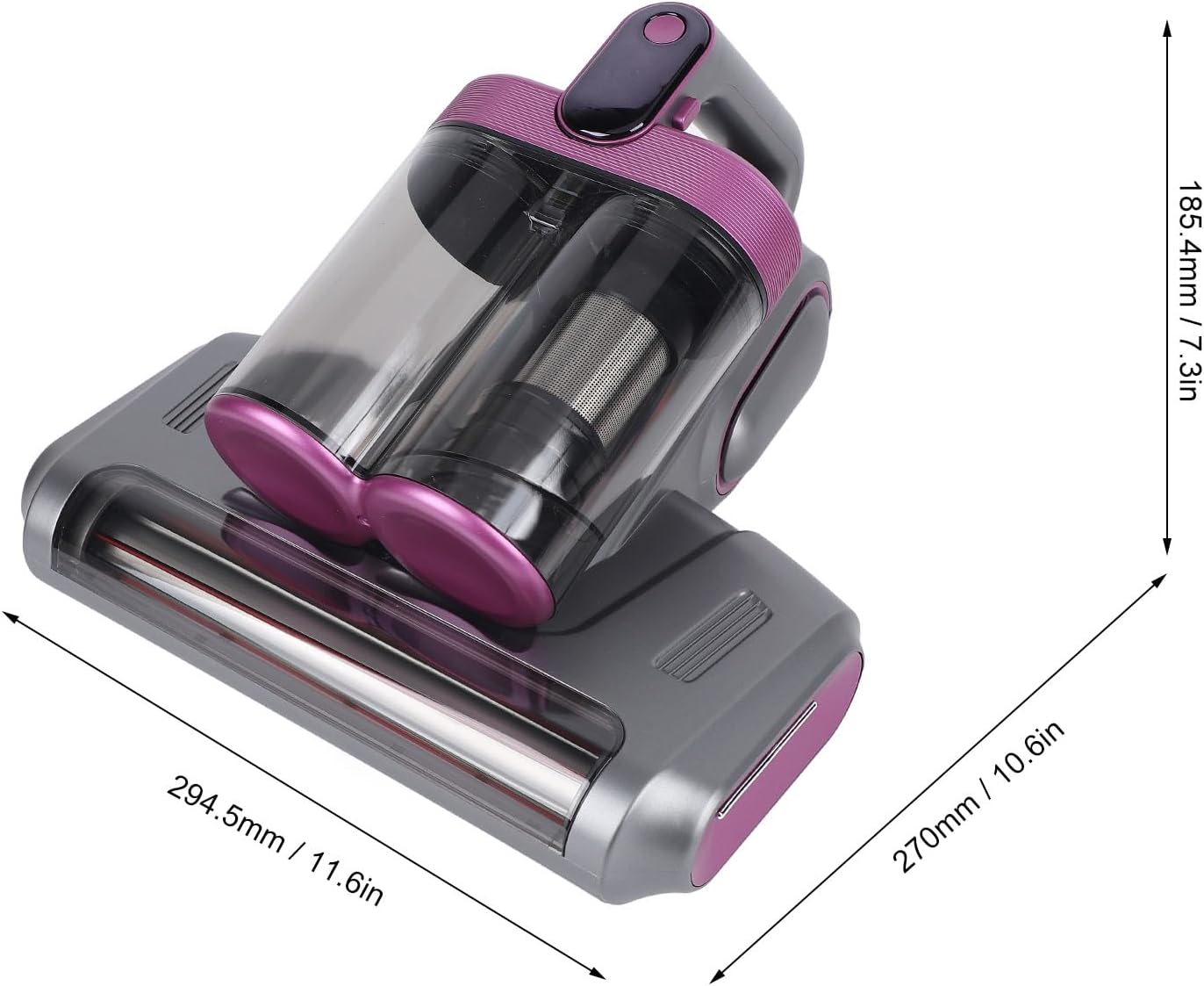 Bed Vacuum Cleaner, 13Kpa Handheld Mattress Vacuum Cleaner with 253.7nm Light and 520ml Large Dustbin, Large Suction Port, fit for Clean Up Dust and Pet Hair (Grayish Purple)