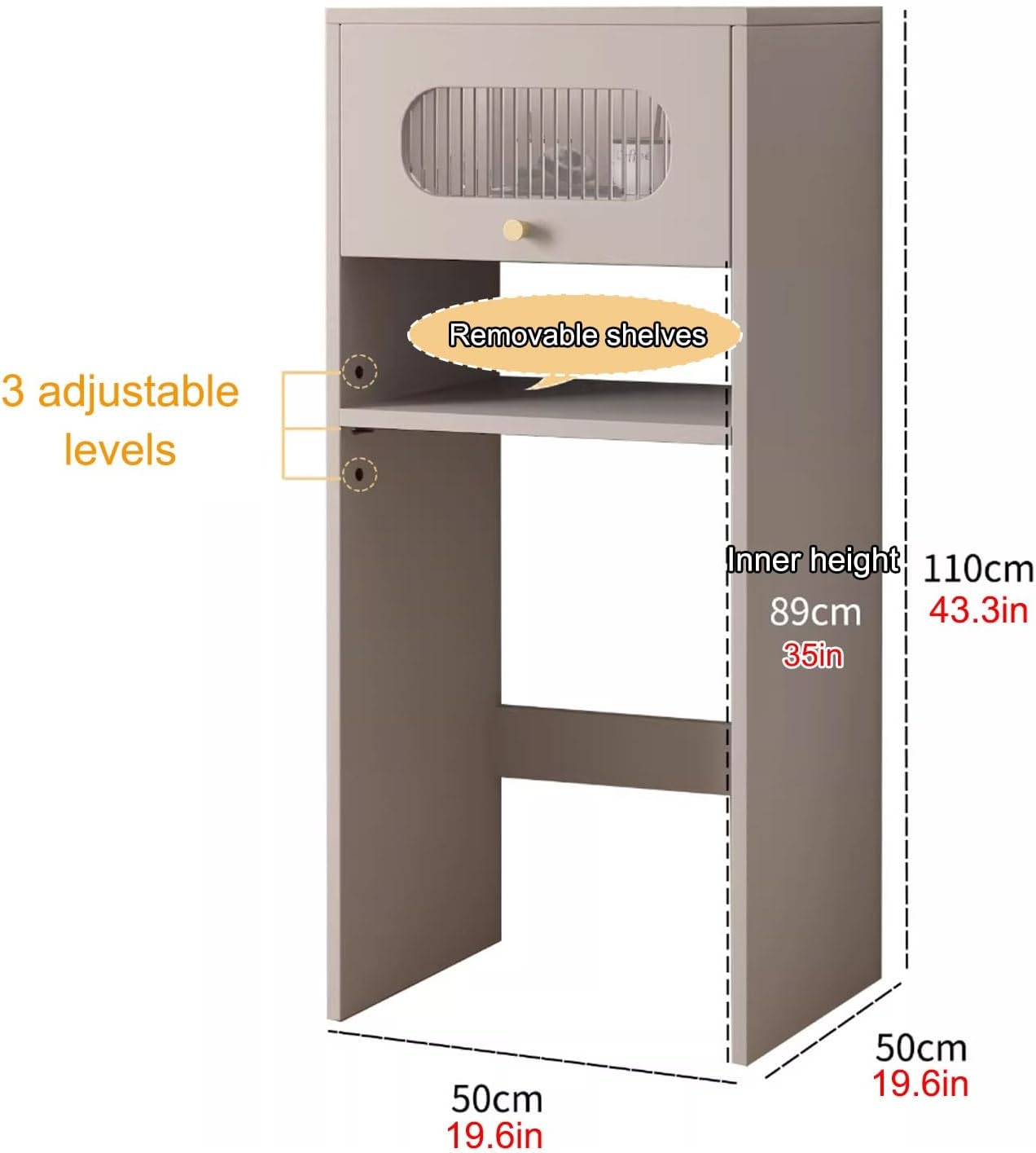 Robot Vacuum Stand Cabinet, Robot Vacuum Hidden Storage Cabinet, Wood Sweeping Robot Storage Rack with Adjustable Shelf, Nightstand, Side Table with Drawer(Natural)