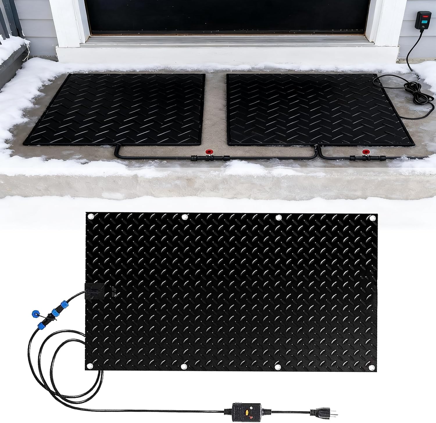 Heated Snow Melting Mats for Entrances/Stairs w/6 ft Cord, Outdoor Non-Slip Heated Outdoor Walkway Mat Heated Driveway Pad, Outdoor De-Icing Mat,Winter Removal and Ice Melt Product(1 Pcs,10
