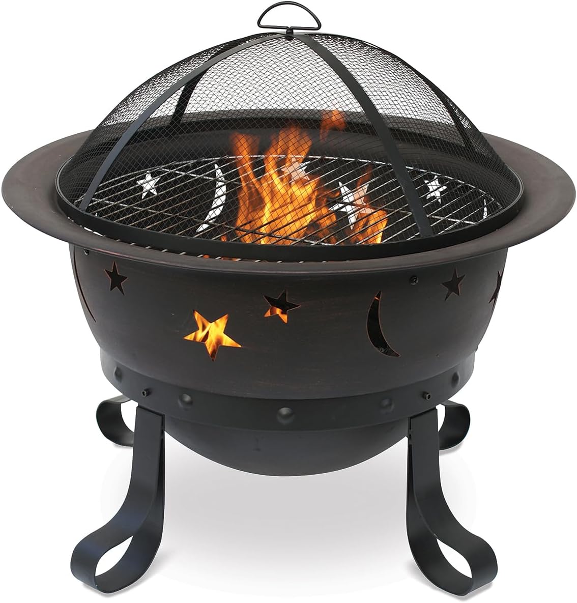 UniFlame WAD1081SP Diameter Deep Bronze Firebowl with Stars and Moons, 30