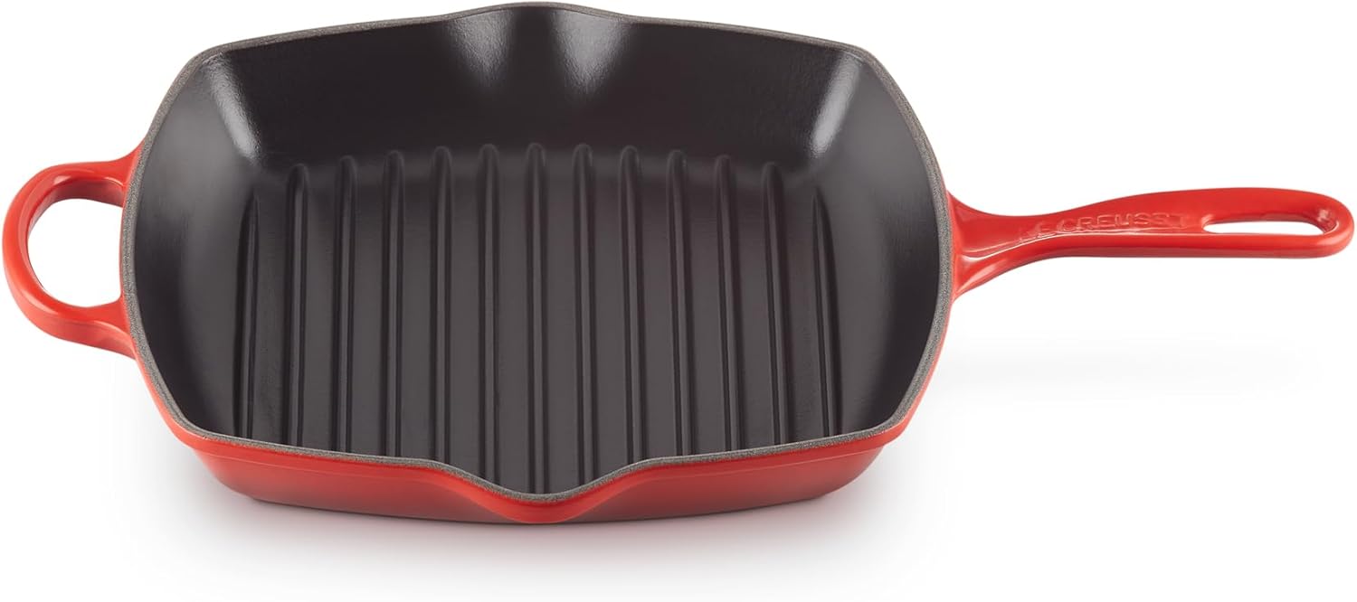 Le Creuset Enameled Cast Iron Signature Square Skillet Grill, 10.25