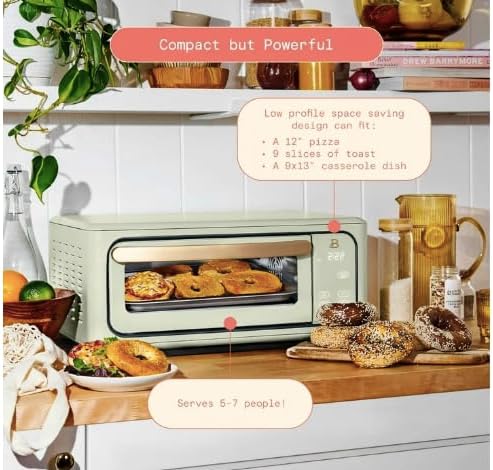 Beautiful Infrared Air Fry Toaster Oven, 9-Slice, 1800 W, by Drew Barrymore (Sage Green)