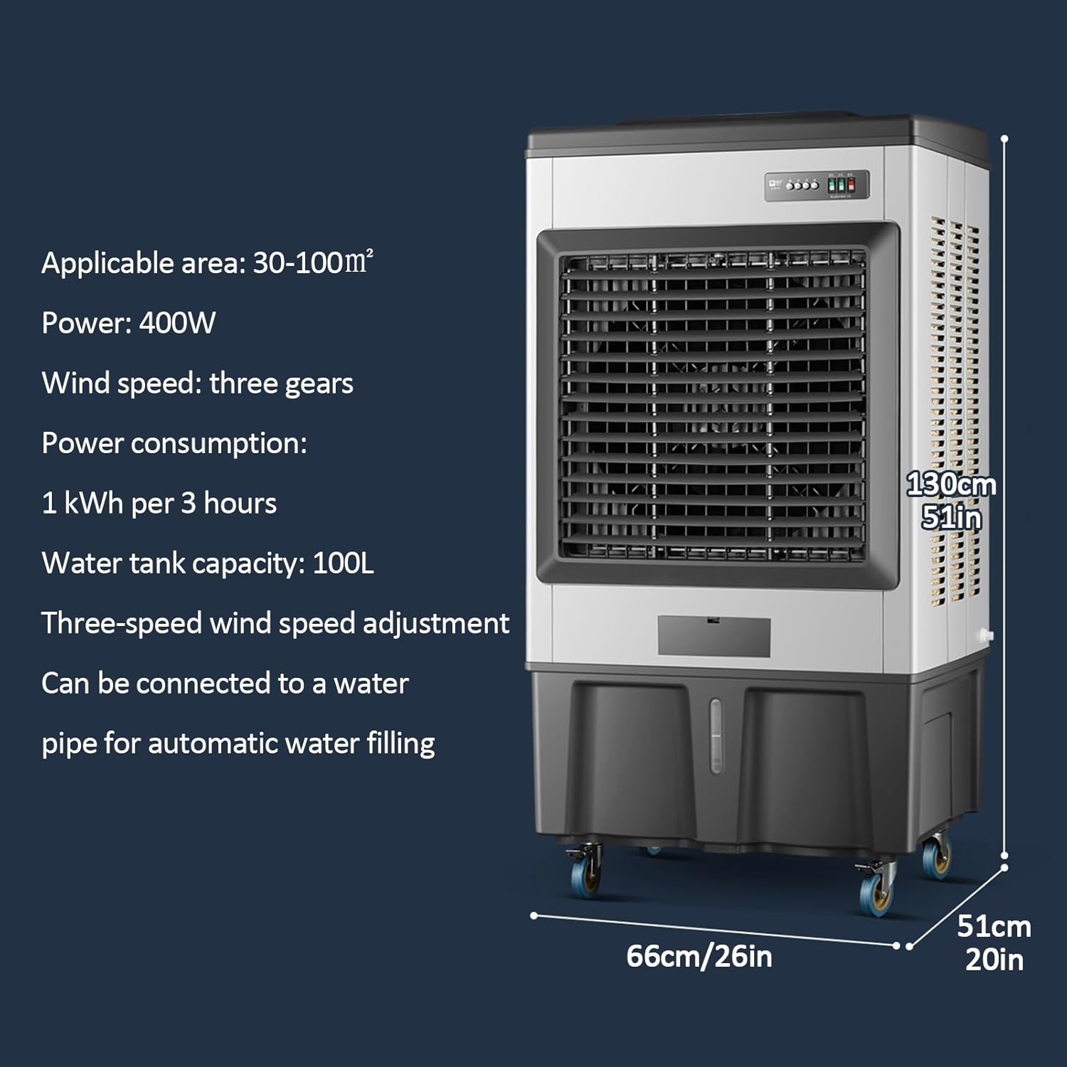 Generic Swamp Cooler, Air Conditioner Portable Strong Wind, Three Wind Speeds 120° Oscillation 8 Ice, Evaporative Conditioner for Room Office Outdoor