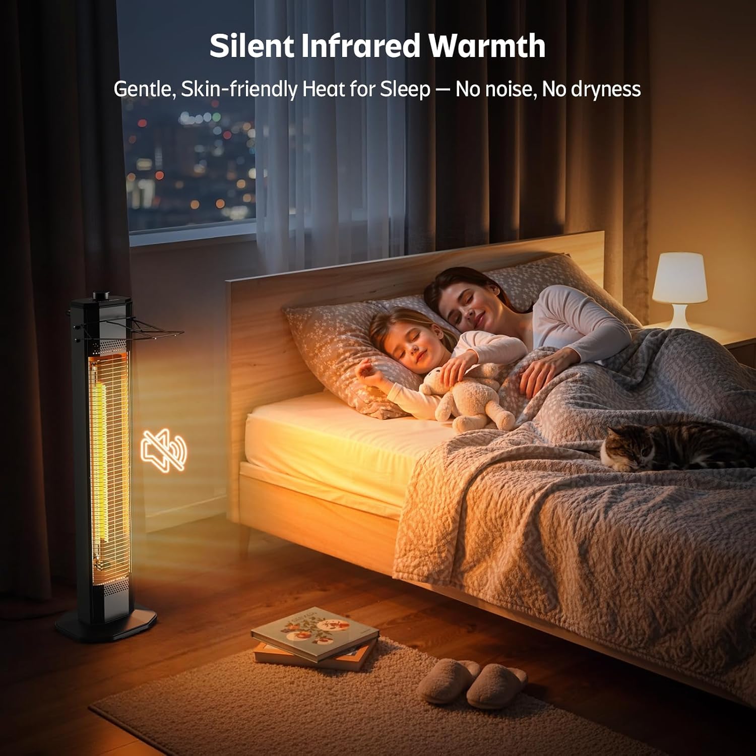 Outdoor Electric Patio Heater, 34-inch 1500W Infrared Tower Heater with Instant Heating, Tip-Over & Overheat Protection, IPX5 Waterproof Space Heater for Patio Garage Workshop Indoor & Outdoor Use