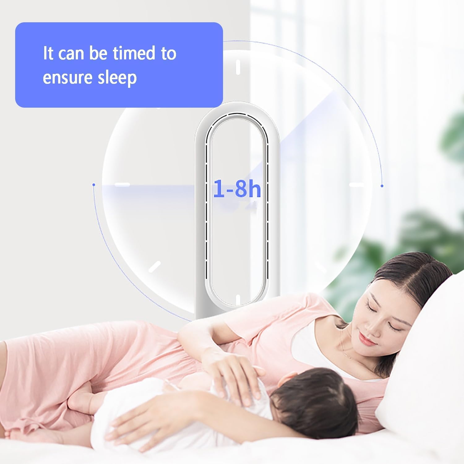 Bladeless Fan, Quiet Oscillating Tower Fan with Remote, Office Floor Fan, Air Circulation Fans, Hot and Cold, Can Be Used All Year Round；8 Air Speeds, Timed Appointments(Gold)