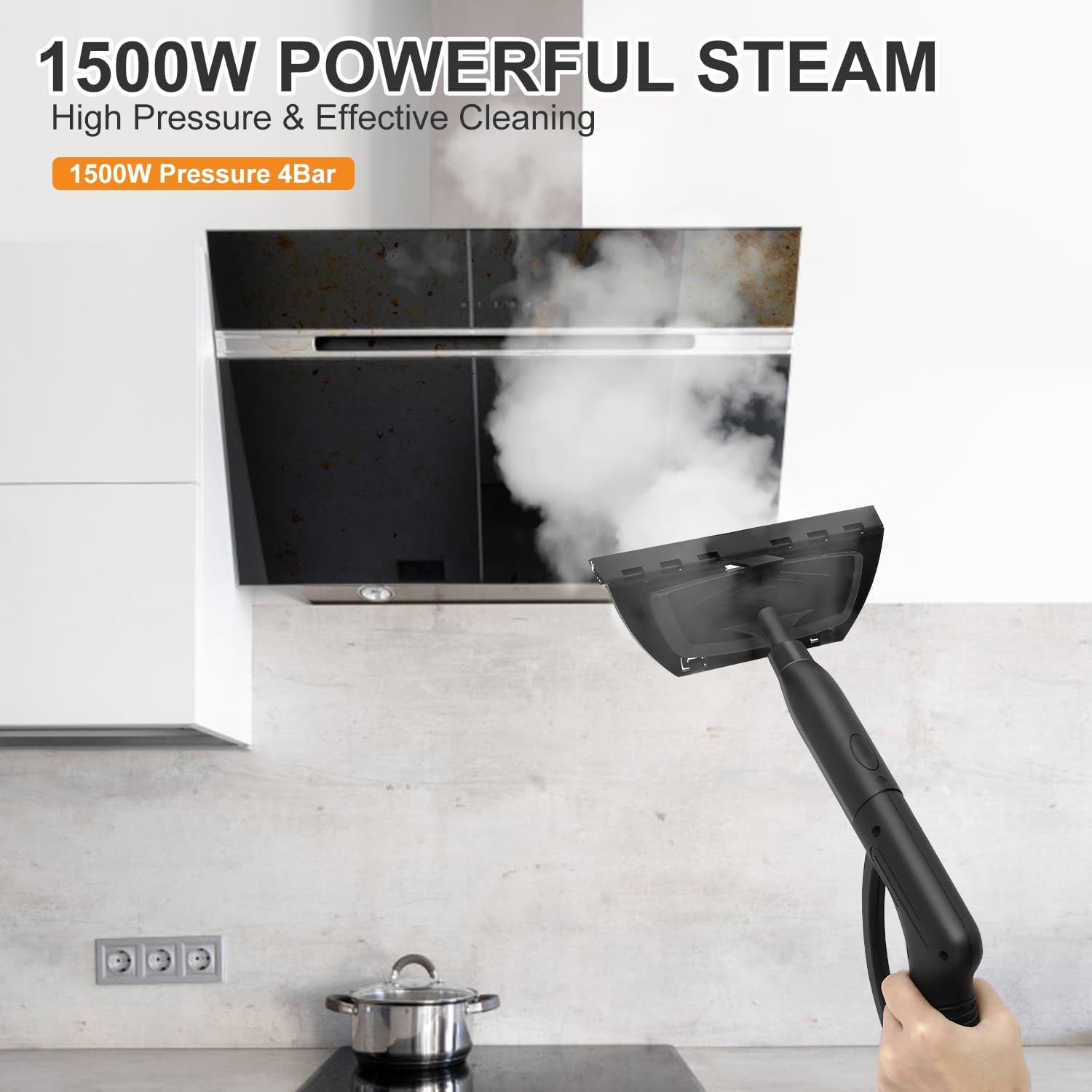 1500W Multipurpose Steam Cleaner, 1.5L Steam Cleaner for Home with 25 Accessories, 16.4ft Power Cord Portable Steamer, Fast Heat-up for Chemical Free Cleaning for Carpet Floors Windows Cars