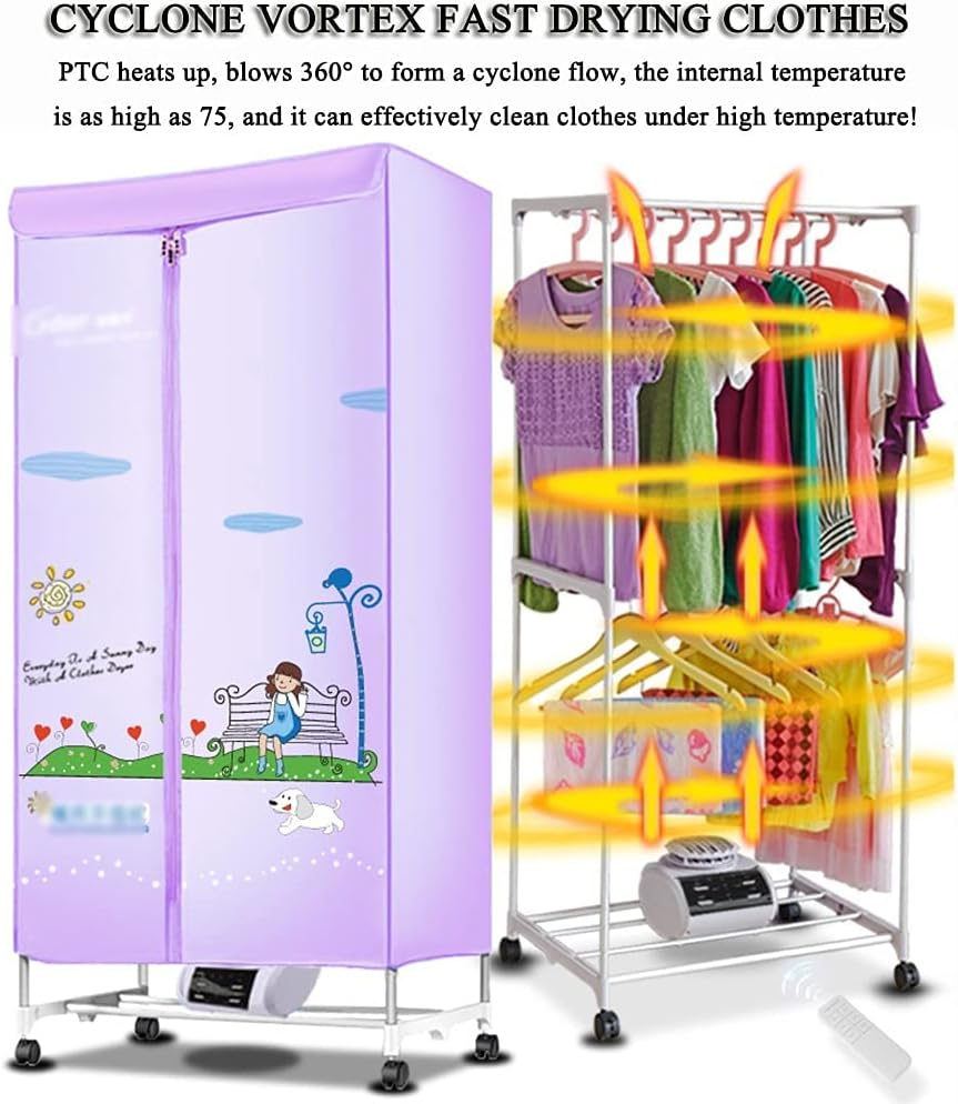 Clothes Rail Rack 2-Tier Drying Rack, Portable Clothes Dryer with Remote Control and Timer, by Appointment, for Apartments, RV,Laundry