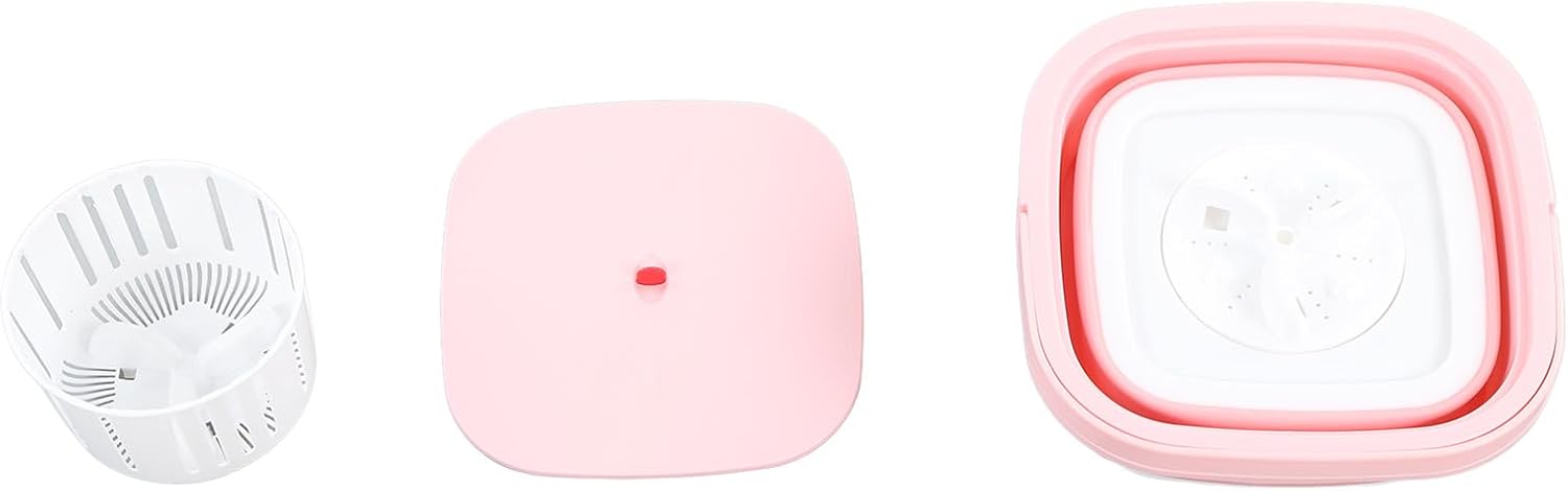 Portable Washing Machine, Foldable Mini Washing Machine, Large Capacity Low Noise, Small Washer for Baby Clothes, Underwear Or Small Items, Apartment, Dorm, Camping, RV Travel Laundry(Pink)