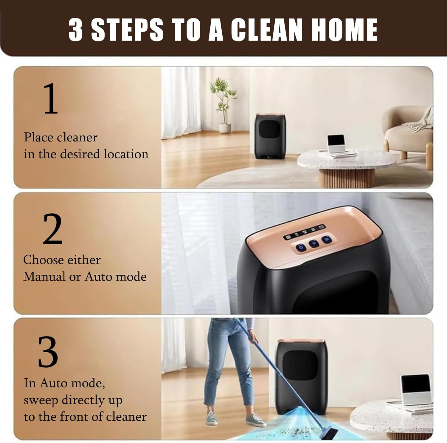 Touchless Vacuum Automatic Dustpan, Hair Cleaning Processor, Electric Vacuum Cleaner with Nozzle, Canister Vacuum Cleaner Trash Can, for Sweeping Salon Pet Hair